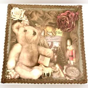 Antique OOAK Handmade Victorian Wood Square Shadow Box Whimsical Collectible